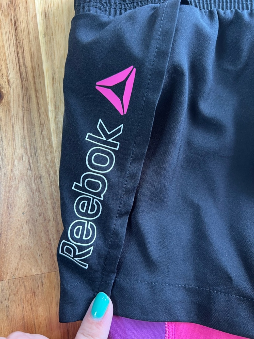 Reebok Girls 6/6X Black Pink 2 in 1 Athletic Shorts Built In Liner - Picture 5 of 6